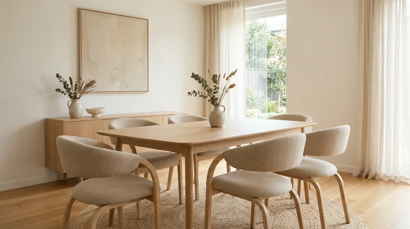 Let the pendant lighting set a softer tone overhead inspiration for an organic modern dining room.